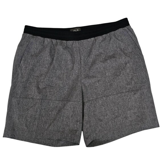 FLX Gray/Black Heather Elastic Waistband 7-Inch Accelerate Shorts Men's Large - Picture 2 of 16